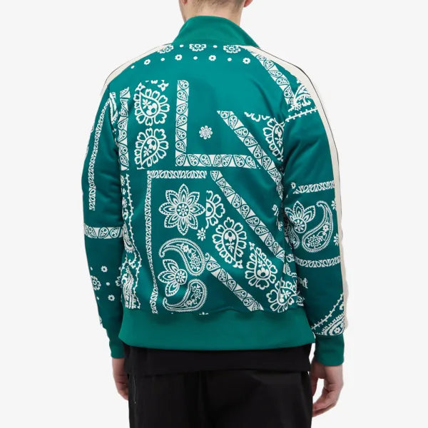 PALM ANGELS BANADANA TRACK JACKET GREEN & WHITE