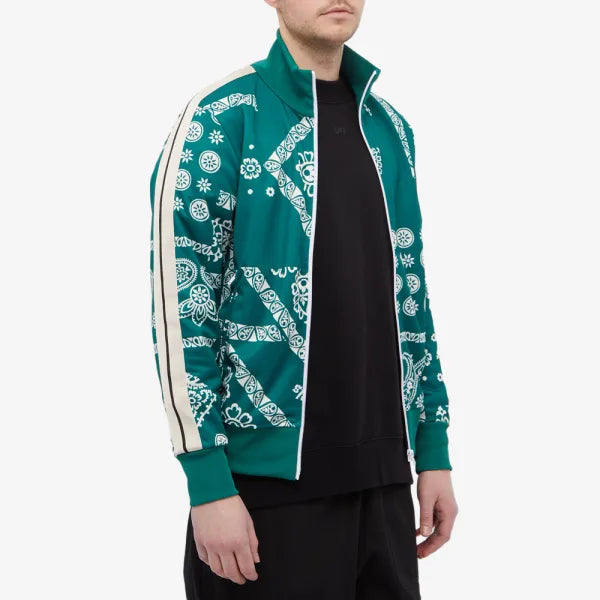 PALM ANGELS BANADANA TRACK JACKET GREEN & WHITE