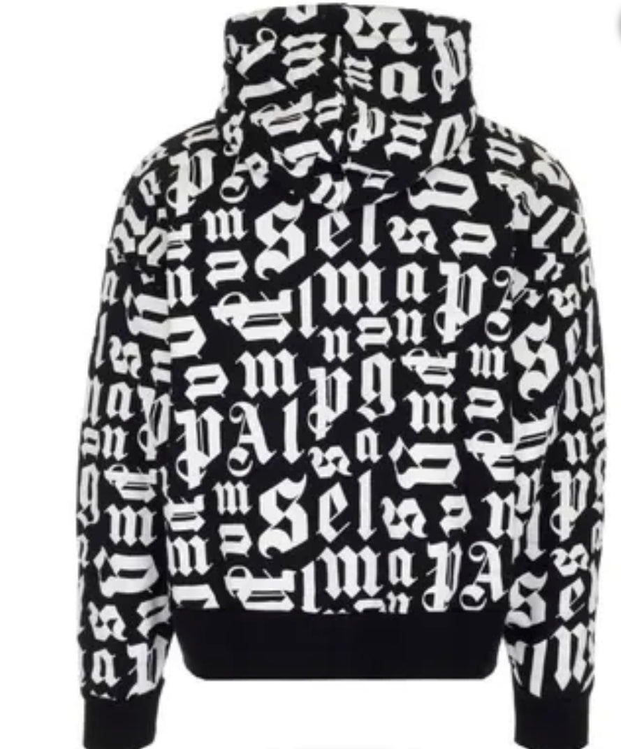 PALM ANGELS Branded hoodie in black and white