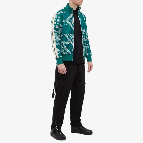 PALM ANGELS BANADANA TRACK JACKET GREEN & WHITE